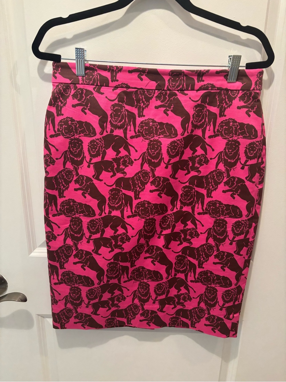 J. Crew Pink and Brown Lion-Print Pencil Skirt